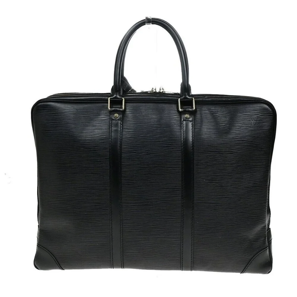 LOUIS VUITTON Porte Documents Voyage Briefcase Hand Bag Epi Black M54472 65ED729